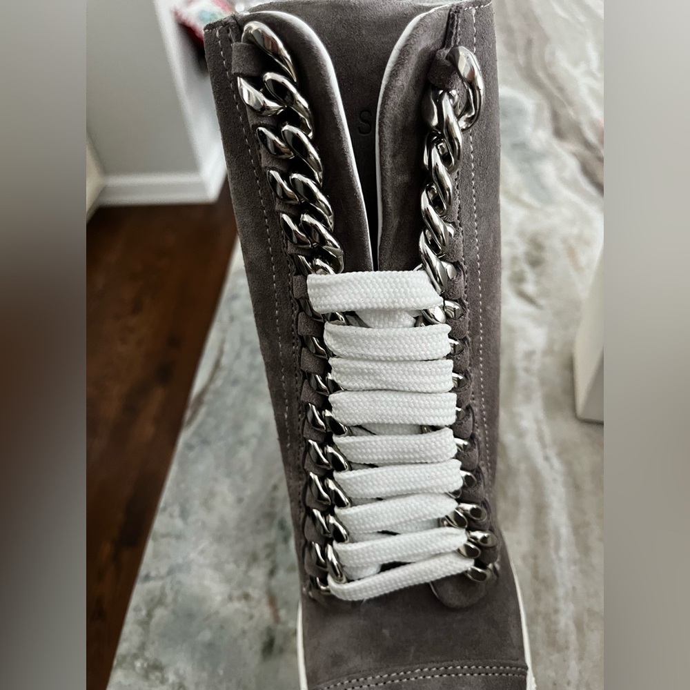 CASADEI Lace Up Wedge Boots In dark gray size 37 / 7 new in box - Picture 5 of 7